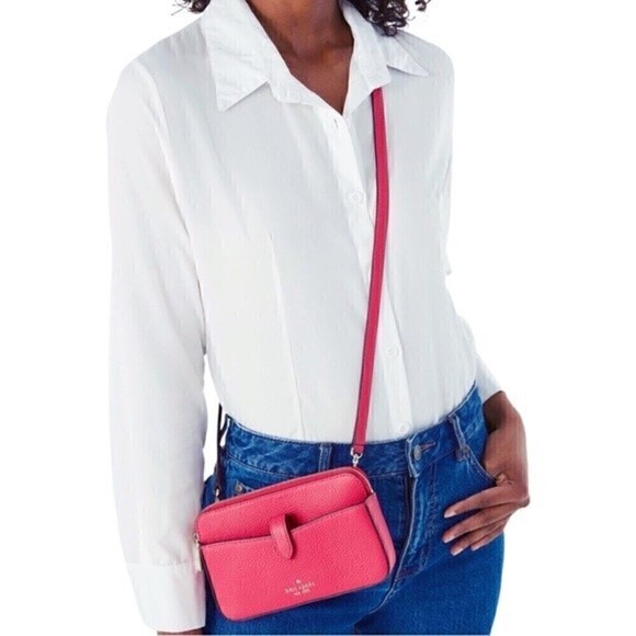 New! Kate Spade Leila Small Tab Pebbled Leather Crossbody Phone Wallet Bag - Picture 1 of 13